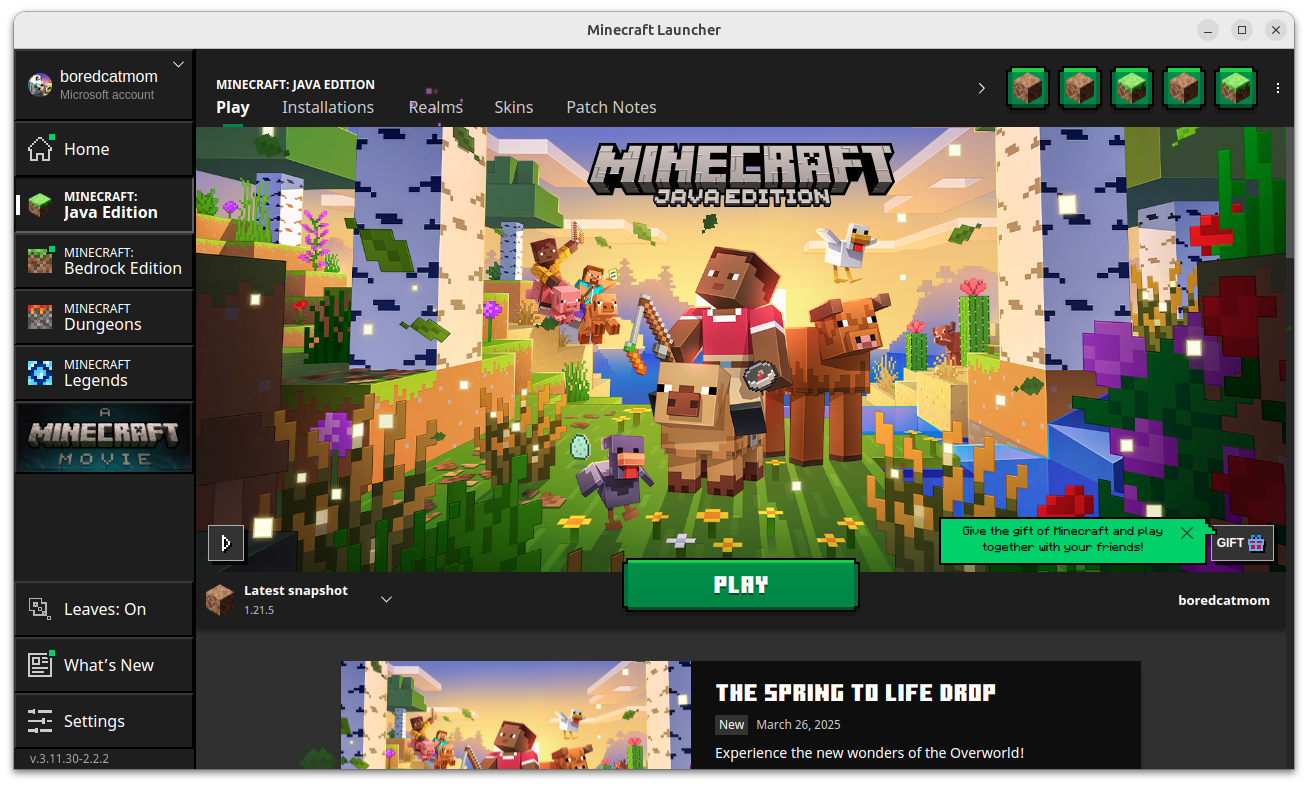 Minecraft Launcher - select &ldquo;Latest snapshot&rdquo; from the left menu to play the most recent version
